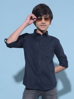 CRIMSOUNE CLUB - Boy's Navy Blue Cotton Shirt