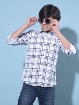 CRIMSOUNE CLUB - Boy's White Tartan Check Cotton Shirt