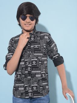 CRIMSOUNE CLUB - Boy's Black Typography Print Shirt