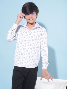CRIMSOUNE CLUB - Boy's White Printed Shirt