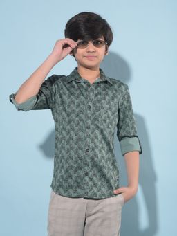 CRIMSOUNE CLUB - Boy's Green Floral Print Shirt