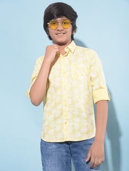 CRIMSOUNE CLUB - Boy's Yellow Floral Print Cotton Shirt