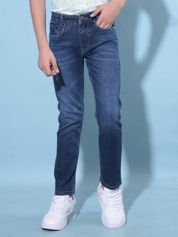 CRIMSOUNE CLUB - Boy's Navy Blue Stretchable Cotton Jeans