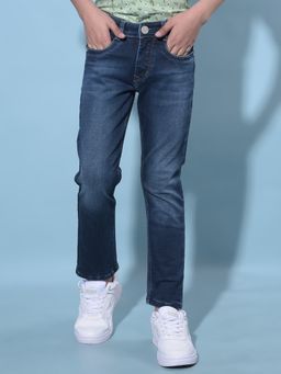 CRIMSOUNE CLUB - Boy's Navy Blue Stretchable Cotton Jeans