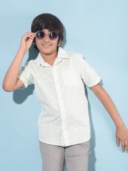 CRIMSOUNE CLUB - Boy's Green Printed Cotton Shirt