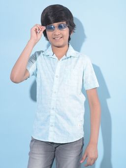 CRIMSOUNE CLUB - Boy's Green Floral Print Cotton Shirt