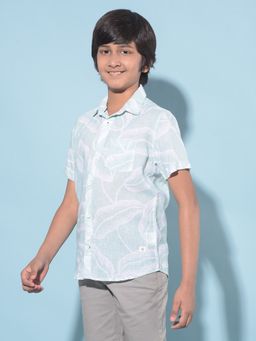 CRIMSOUNE CLUB - Boy's Green Floral Print Shirt