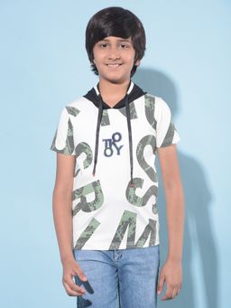 CRIMSOUNE CLUB - Boy's White Typographic Printed T-Shirt