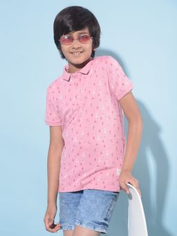 CRIMSOUNE CLUB - Boy's Pink Printed Polo T-Shirt