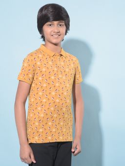 CRIMSOUNE CLUB - Boy's Mustard Printed Polo T-Shirt