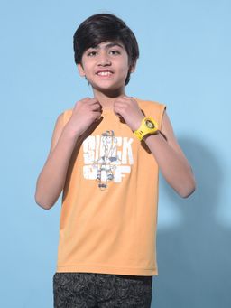 CRIMSOUNE CLUB - Boy's Mustard Graphic Print T-Shirt