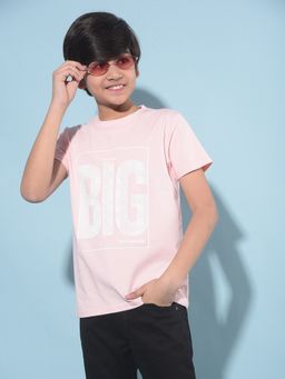 CRIMSOUNE CLUB - Boy's Pink Typographic Printed T-Shirt