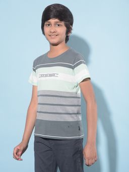 CRIMSOUNE CLUB - Boy's Grey Horizontal Striped T-Shirt