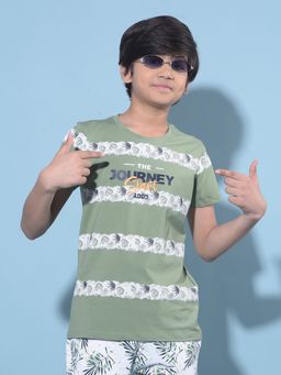 CRIMSOUNE CLUB - Boy's Green Printed Cotton T-Shirt