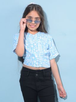 CRIMSOUNE CLUB - Girl's Blue Printed Lyocell Top