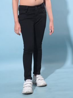 CRIMSOUNE CLUB - Girl's Black Skinny Cotton Jeans