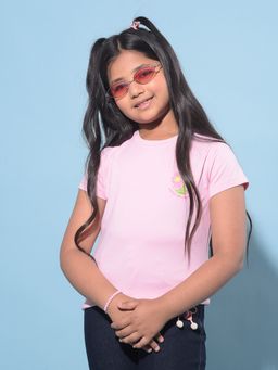 CRIMSOUNE CLUB - Girl's Pink Cotton T-Shirt