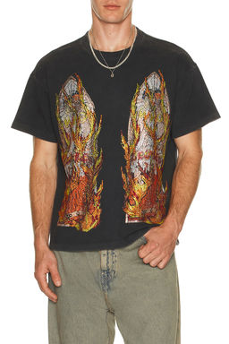 Who Decides War by Ev Bravado - Rhinestone Flame Glass Jersey Tee