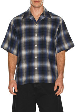 WACKO MARIA - Ombre Check Open Collar Shirt