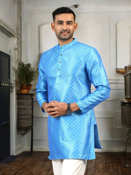 TATTVA - Men Woven Turquoise Straight Short Kurta