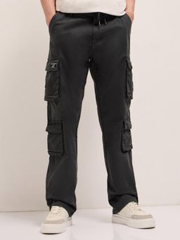 The Bear House - Mens Multi Functional Pockets Grey Slim Fit Cargo Pant