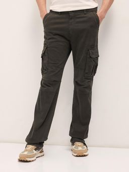 The Bear House - Mens Multi Functional Pockets Green Regular Fit Cargo Pant