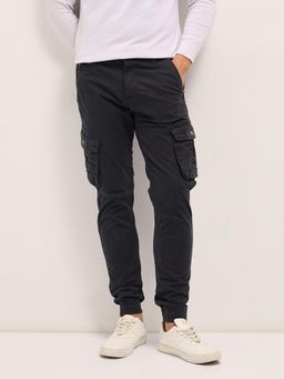 The Bear House - Mens Multi Functional Pockets Grey Regular Fit Cargo Pant