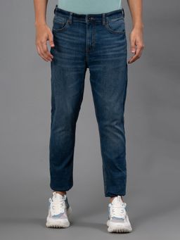 Red Tape - Tinted Blue Solid Poly Cotton Elastane Mens Relaxed Fit Jeans