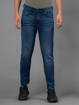 Red Tape - Blue Solid Poly Cotton Elastane Mens Relaxed Fit Jeans