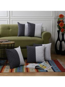 The Decor Mart - Cotton Black and White Printed Designer Cushion Cover (16x16 inches) (Set of 5)