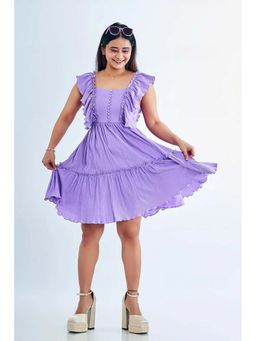 Tanoti - Purple Solid Mini Dress