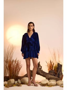 The Clothing Factory - Blue Solid Mini Dress and Belt (Set of 2)