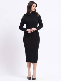 Madame - Black Embellished Midi Dress