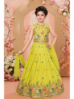 Lagorii - Yellow Embroidered Lehenga with Choli and Dupatta