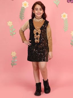 Cutecumber - Girls Plaid Bow Front Sleeveless Pinafore Dress