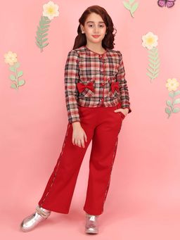 Cutecumber - Girl'S Red Checks Top with Pant
