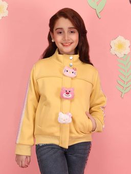 Cutecumber - Girl'S Yellow Fleece Teddy Bomber Jacket