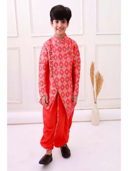 Elaisha - Red Woven Kurta with Dhoti