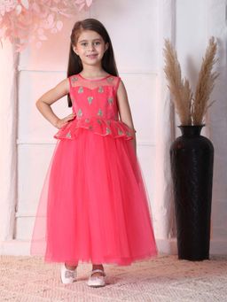 Toy Balloon Kids - Pink Full Length Girls Party Wear Gown