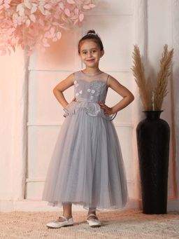 Toy Balloon Kids - Grey Full Length Girls Party Wear Gown