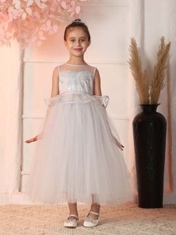 Toy Balloon Kids - Light Grey Full Length Girls Party Wear Gown