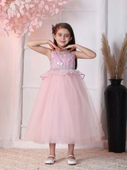 Toy Balloon Kids - Pink Full Length Girls Party Wear Gown