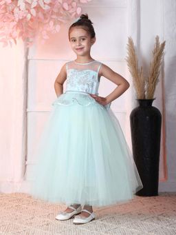 Toy Balloon Kids - Sea Green Full Length Girls Party Wear Gown