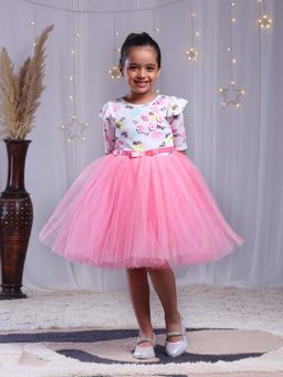 Toy Balloon Kids - Baby Pink Knee Length Girls Party Wear Dress