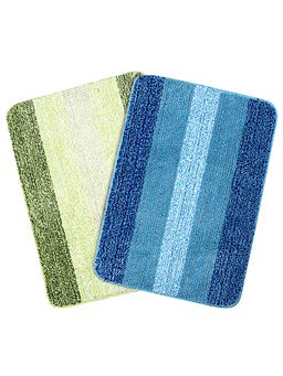Saral Home - Turquoise & Green Microfiber Anti Skid Bath Mat 50x70 cm (Pack of 2)