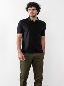 Creatures of Habit - Pima Jersey Polo Carbon Black T-Shirt