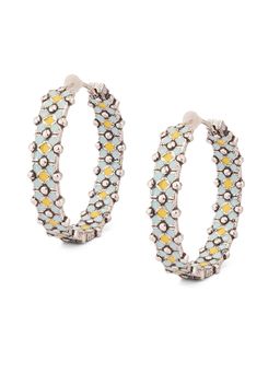 Voylla - Fashion Trendy Hoops Gold Plated Blue & White Brass Earrings with Unique Design