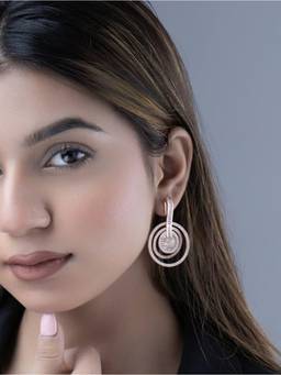 Opal Touch - Graceful White Rose Gold Earrings