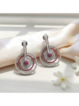 Opal Touch - Fiery Pink-White Rhodium Earrings