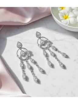 Opal Touch - Sparkling White Rhodium Earrings